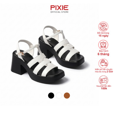 Giày Sandal Cao Gót Nữ 8cm Quai Xương Cá Siêu Nhẹ Pixie H428