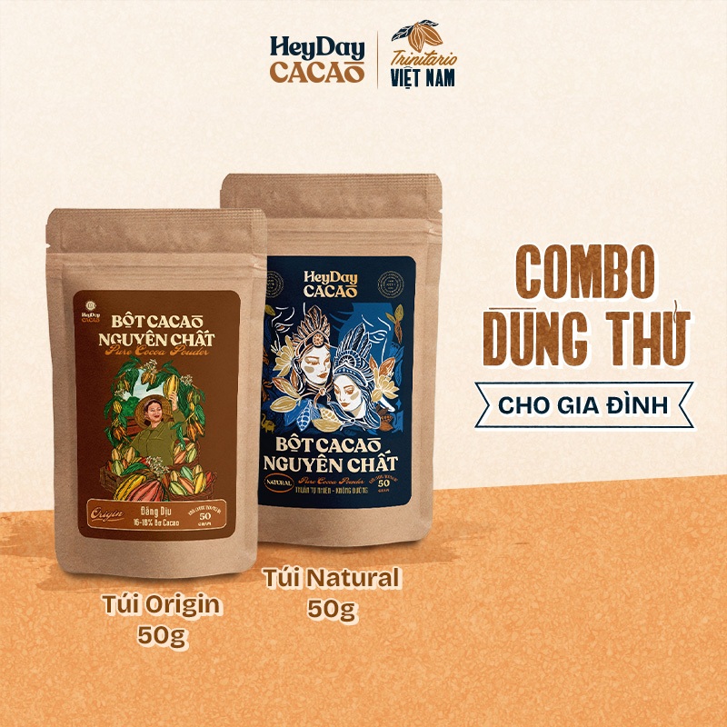 Combo dùng thử cho Gia đình - Túi Origin 50g, Túi Natural 50g - Heyday