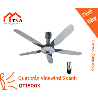 Quạt trần vinawind 5 cánh có điều khiển qt1500x - 75w - hàng chính hãng