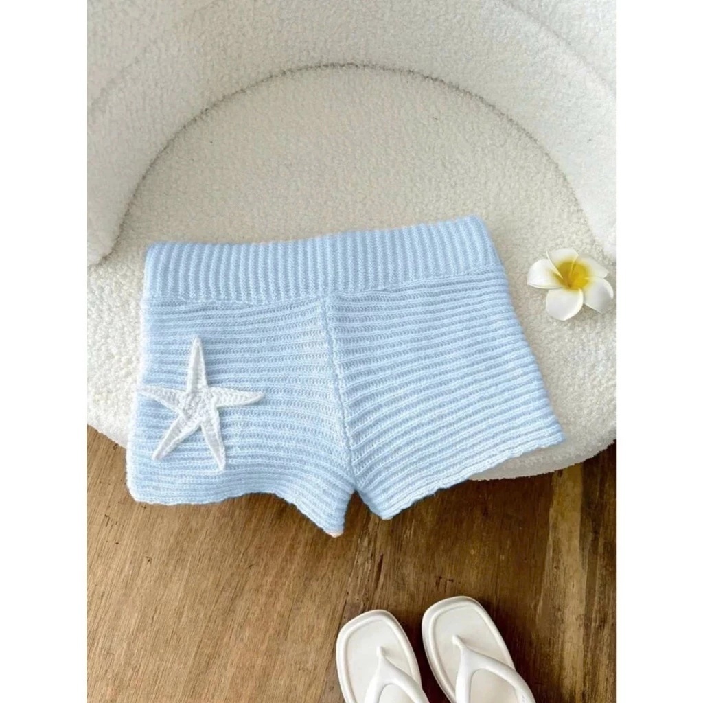 Quần Short Len Nữ Đính Sao Biển – Quần Đùi Dáng Ôm Co Giãn, Mềm Mịn, Mặc Đi Biển Xinh Xắn Style Hàn Quốc Hot Trend HH11 | BigBuy360 - bigbuy360.vn