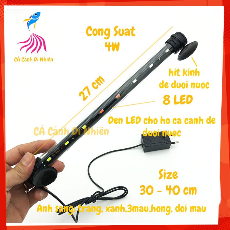 Đèn LED cho hồ cá để dưới nước T4-30LED nhiều màu cho hồ cá size 30 - 40 - 50 cm