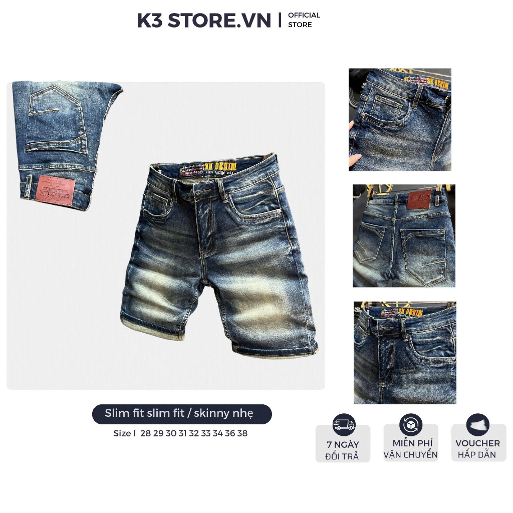 [K3 STORE VN] Quần Short  QS2152-3K1529 Màu Xanh Was Thêu Lưng Mẫu Mới Chi Tiết Như Hình