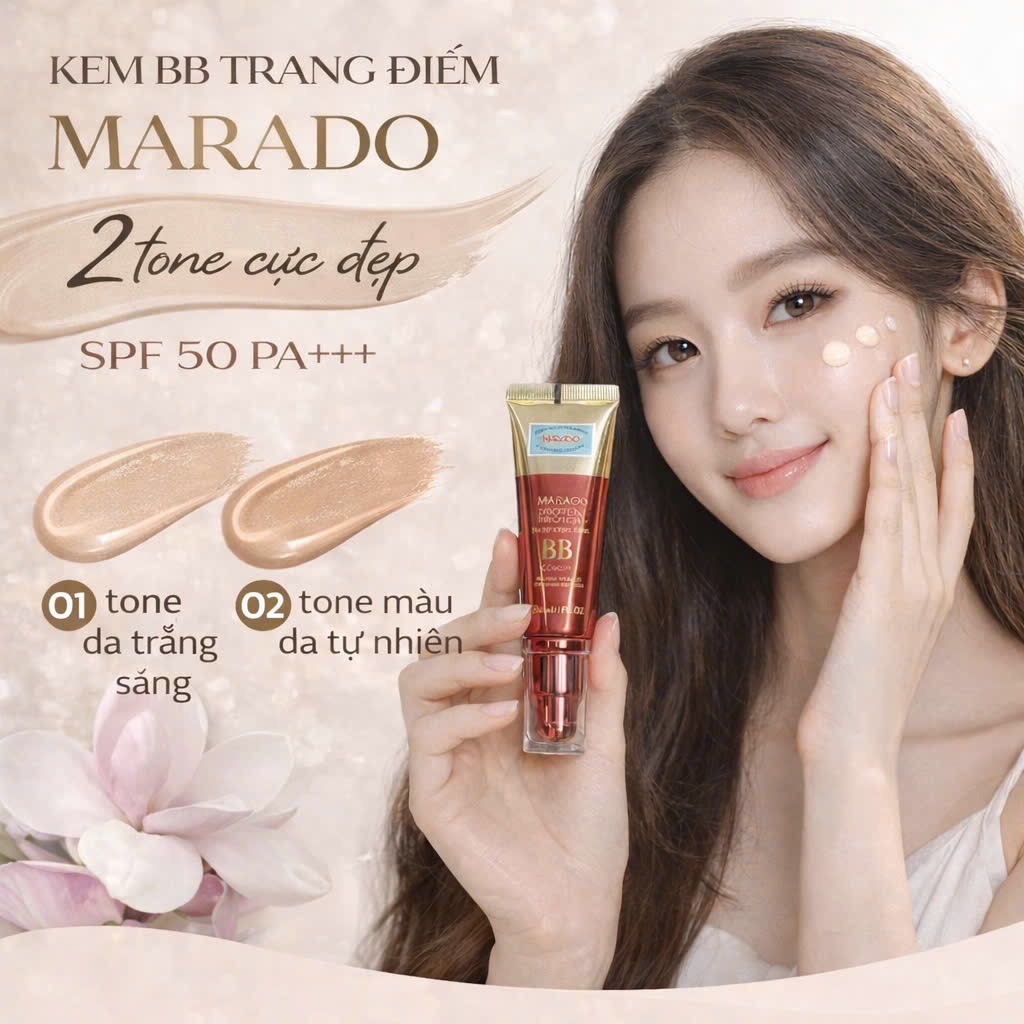 Kem nền BB trang điểm mỏng nhẹ chống nắng Marado  SPF 50 PA +++