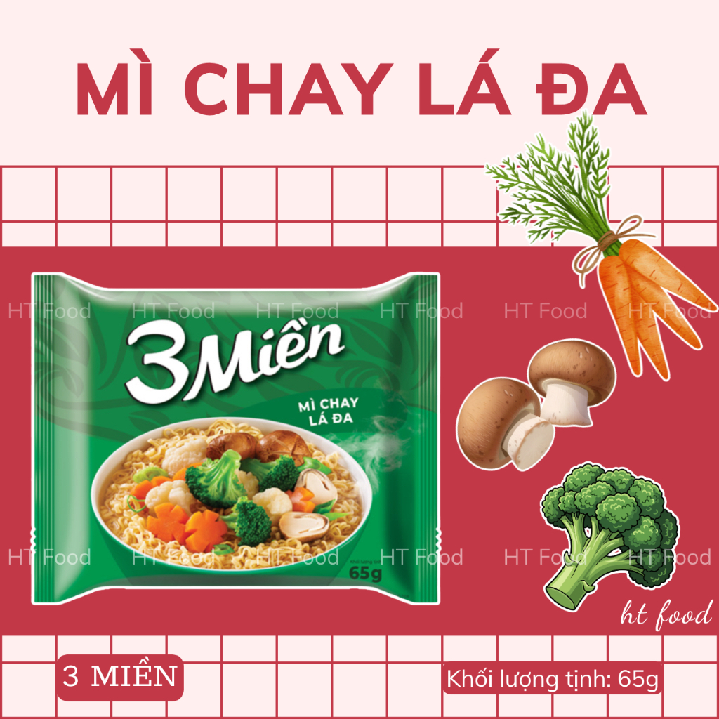 HT Food | Mì 3 Miền chay lá đa 65g