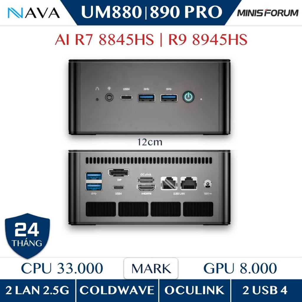 Mini PC Minisforum UM890 UM880 PRO AI AMD R9 8945HS R7 8845HS DDR5 Gaming Oculink 880 890 BH 2 Năm | BigBuy360 - bigbuy360.vn