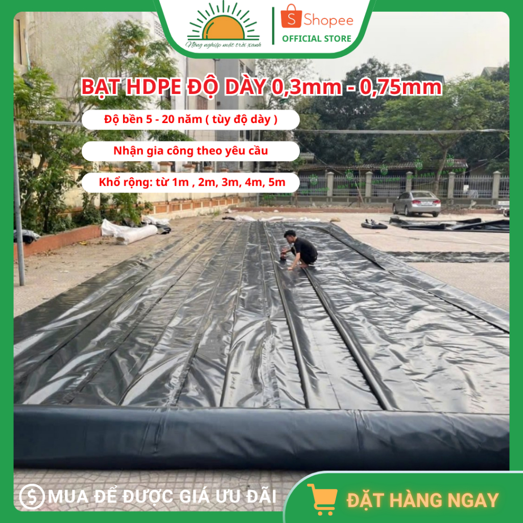 Bạt HDPE 0.3mm 0.5mm 0.75mm - Khổ 6m, Bạt hdpe nuôi cá, Bạt nuôi cá, Bạt chống thấm hdpe, Bạt lót hồ
