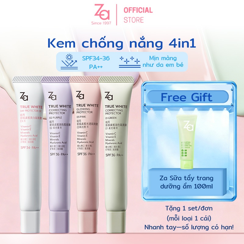 Za Kem Lót & Chống Nắng All-in-One 35g – Nâng Tone Kiềm Dầu Dưỡng Da Che Khuyết Điểm