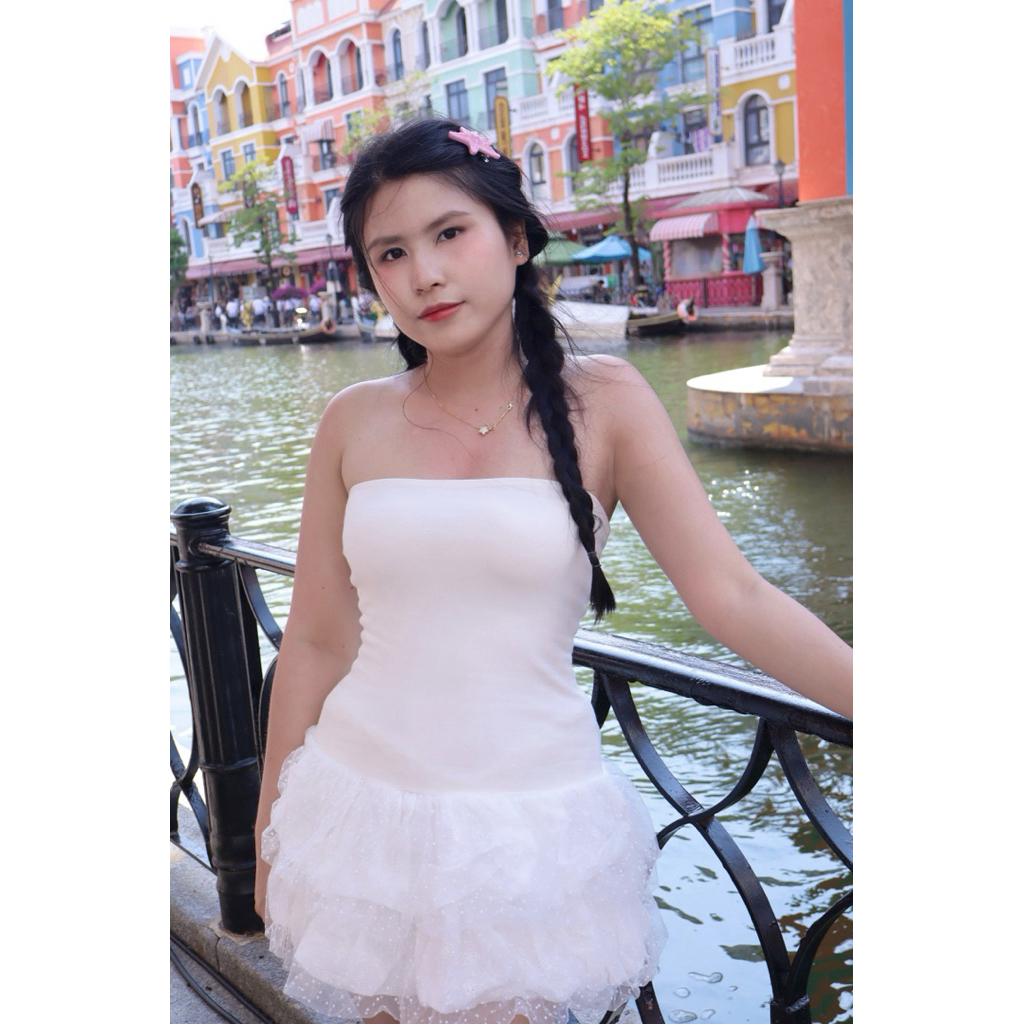 Đầm cúp ngựac trắng Clelie