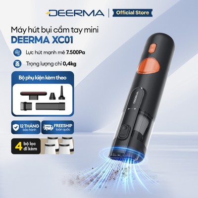Máy hút bụi cầm tay không dây mini Deerma XC01 lực hút mạnh mẽ 7.500Pa, công suất 75W - Bảo hành 12 tháng