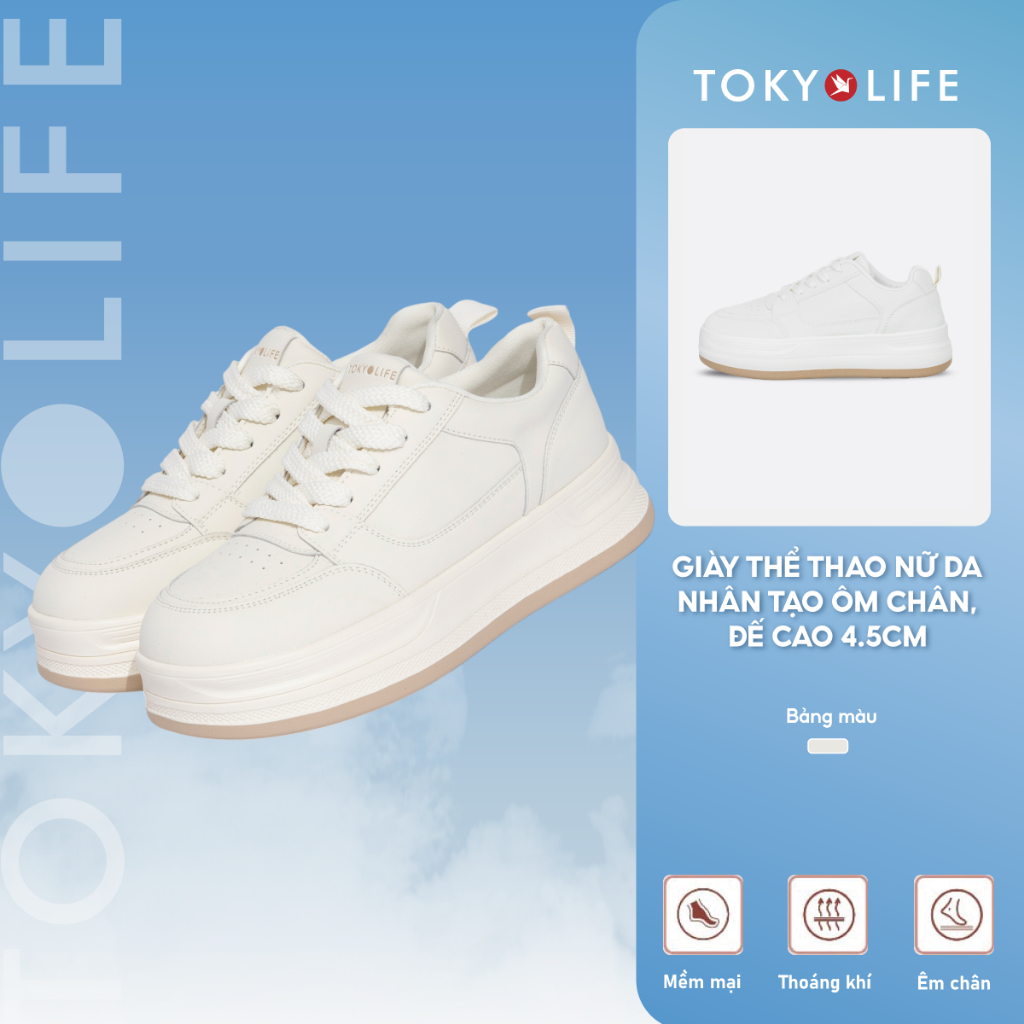 Giày thể thao nữ TOKYOLIFE êm chân thoáng khí đế cao 4.5cm dễ phối cho mọi dịp 40004373/40005443