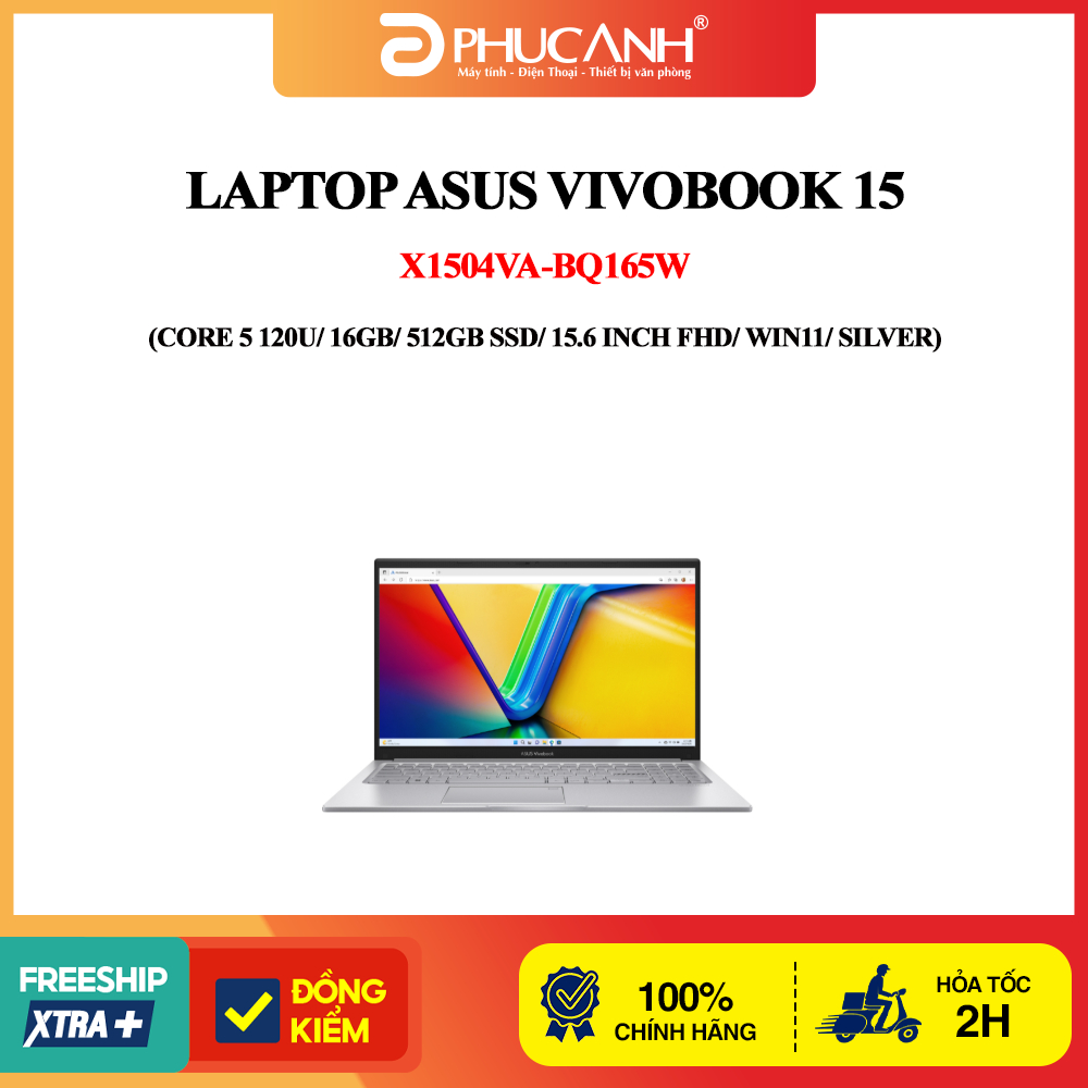 Laptop Asus Vivobook 15 X1504VA-BQ165W (Core 5 120U/ 16GB/ 512GB SSD/ 15.6 inch FHD/ Win11/ Silver)