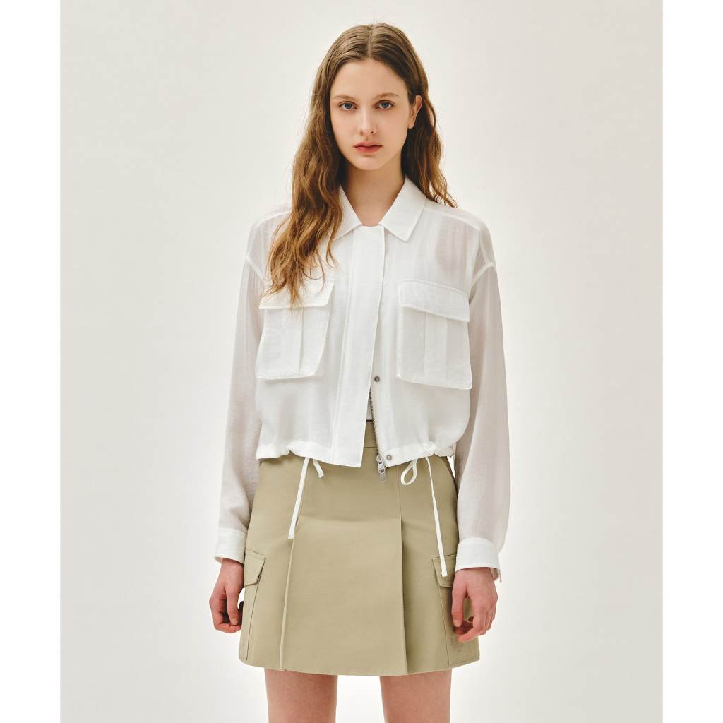 [Auth] Áo Marithe CROP SHEER JACKET white trendy