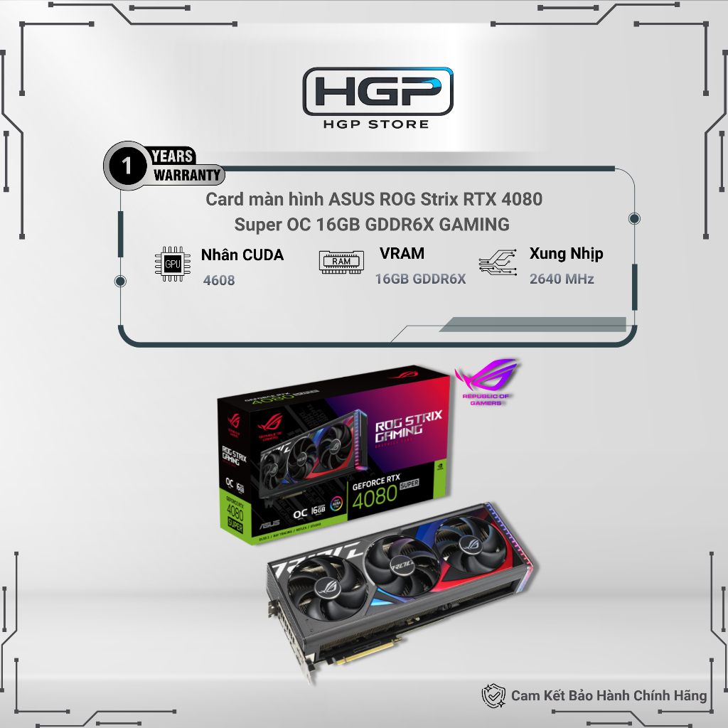 Card màn hình ASUS ROG Strix RTX 4080 Super OC 16GB GDDR6X GAMING
