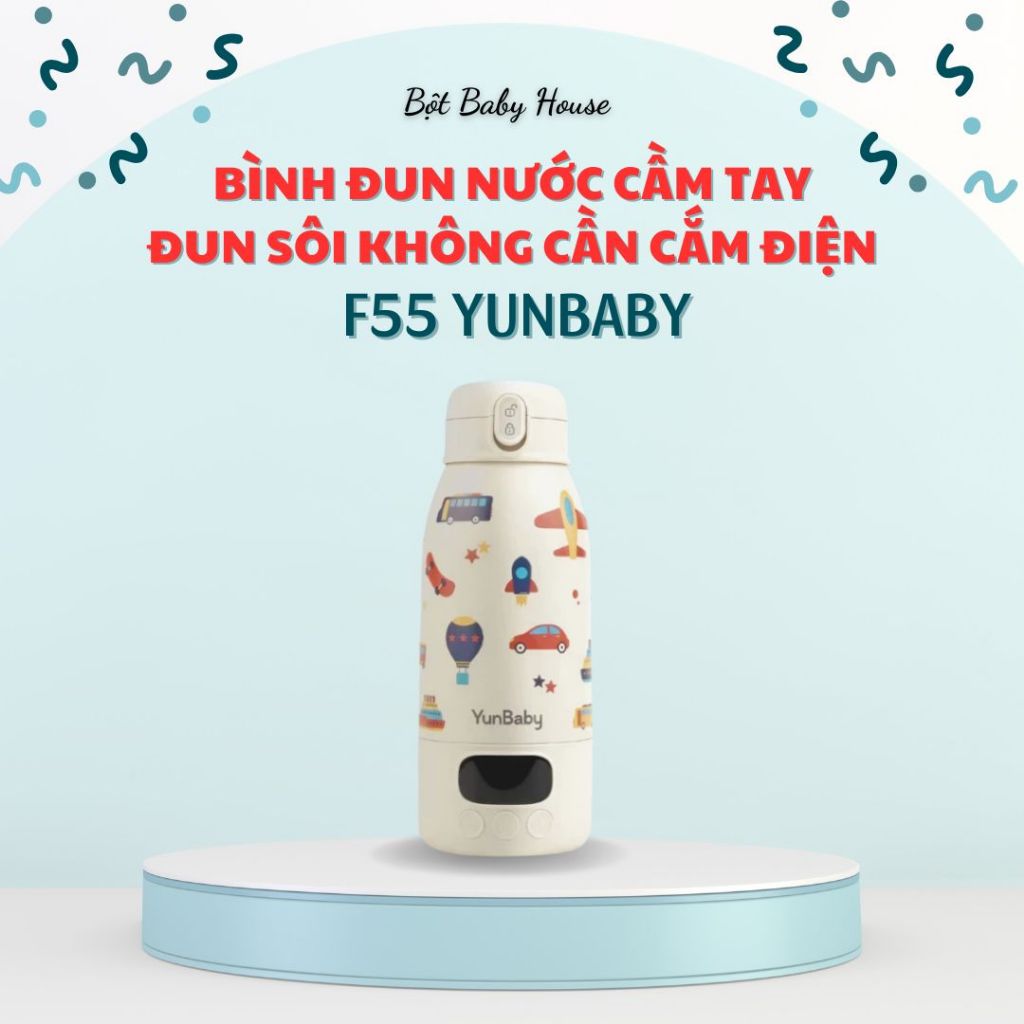 [Bản 2026] Bình đun nước cầm tay di động F55 YunBaby, đun được 100 độ, tiện lợi mang theo - BH 3 năm