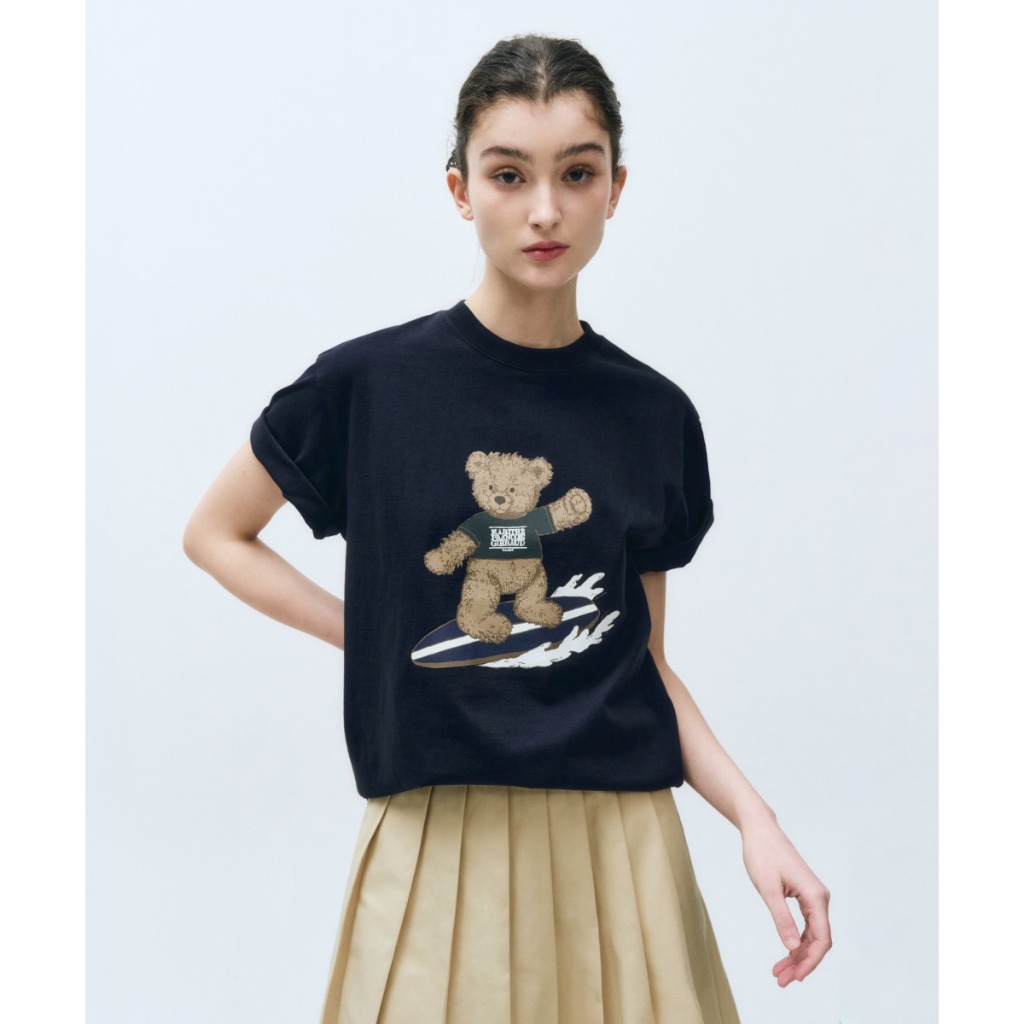 [Auth] Áo Marithe unisex surfing doodle bear tee trendy