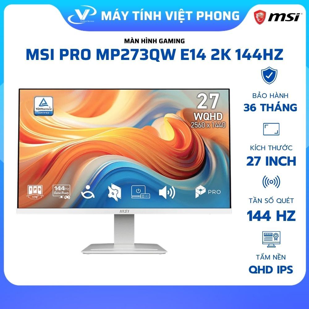 MÀN HÌNH GAMING 2K 144HZ MSI PRO MP273QW E14 (27"/QHD/0.5ms/144Hz/IPS) - CHÍNH HÃNG BẢO HÀNH 2 NĂM