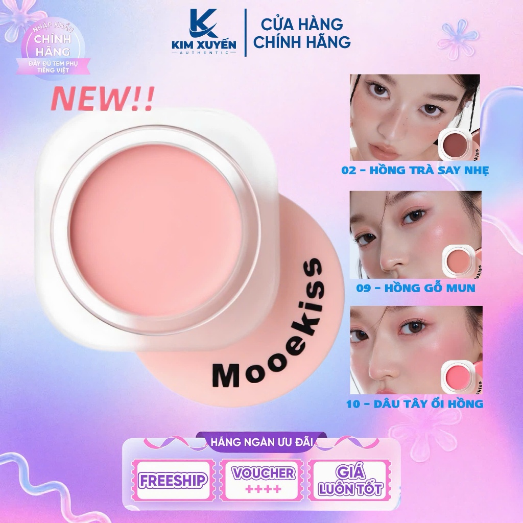 Má hồng kem Mooekiss Romantic Diverse Colors Blush 5G