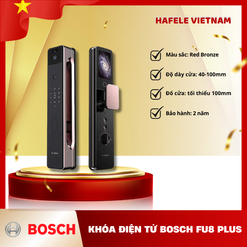 Khóa Điện Tử Bosch FU8 Plus Red Bronze - Công Nghệ Sinh Trắc Vân Tay Đa Điểm - FEM