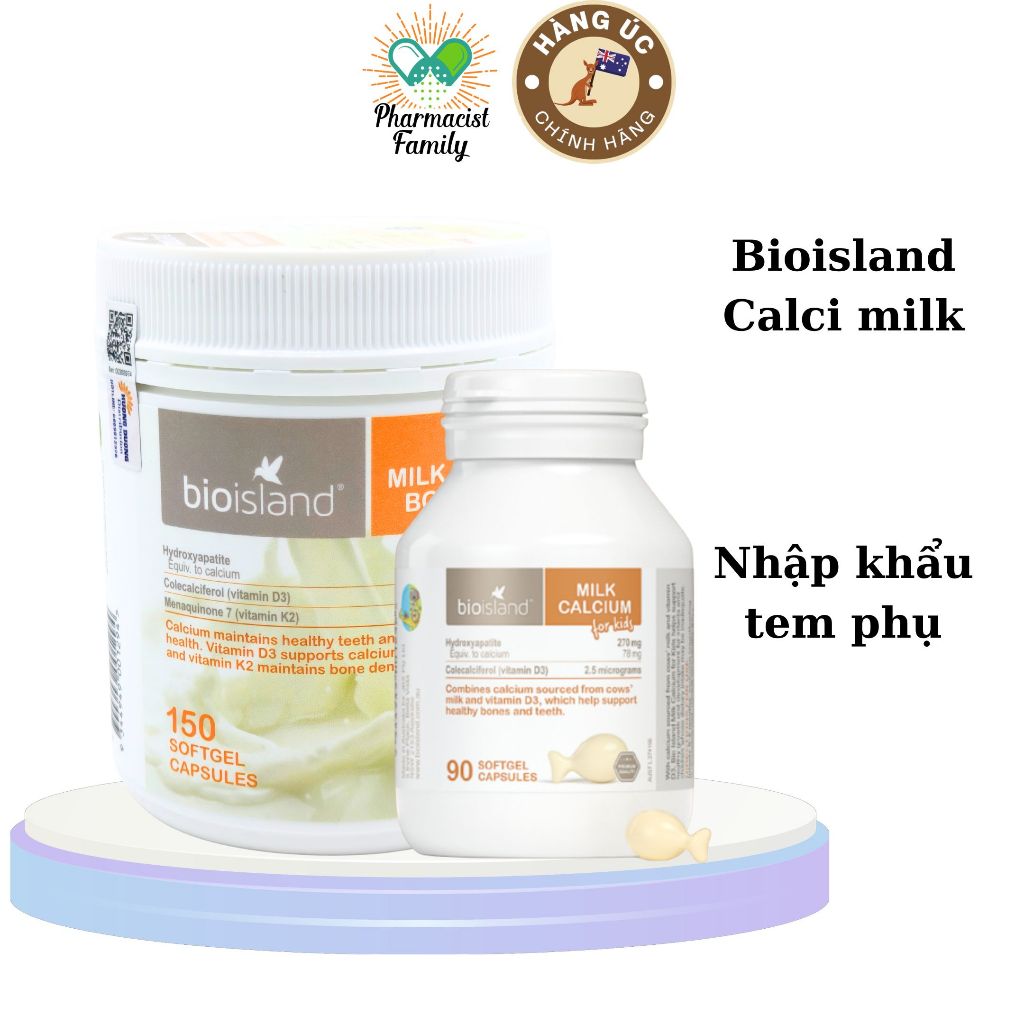 [Úc] Bioisland Canxi Milk Viên Canxi Sữa - 90 viên - Canxi milk bone care -150 viên.