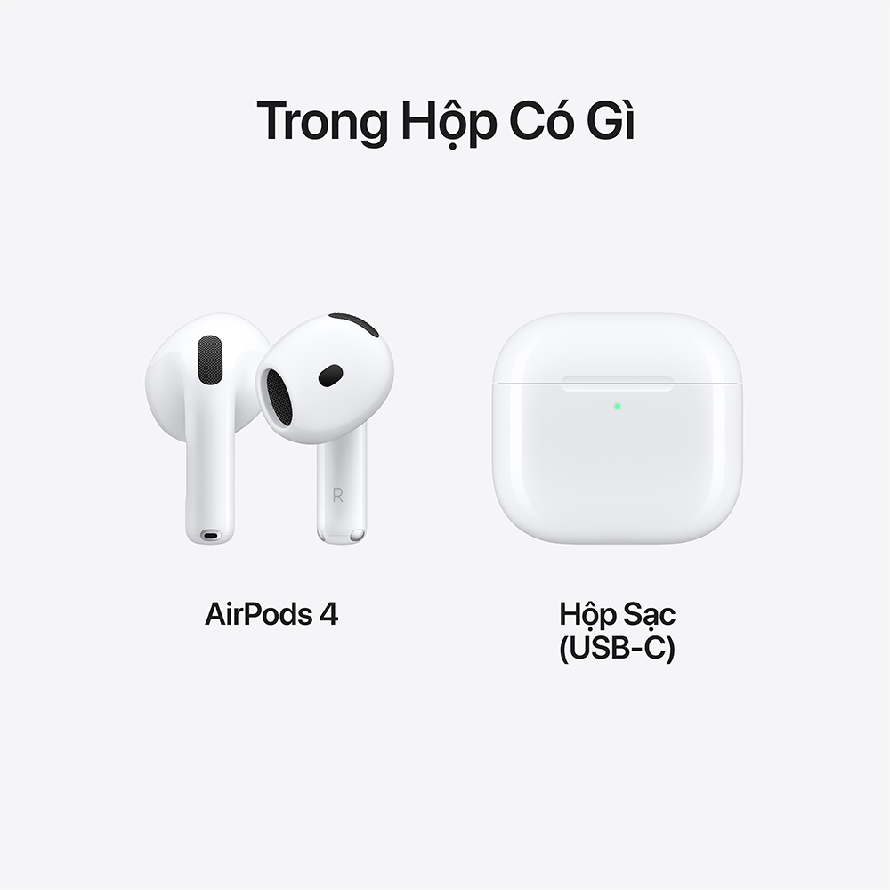 Tai nghe Bluetooth Apple AirPods 4 (Chip H2 | MagSafe USB-C | Chống nước IP54) - Bảo hành 12 tháng | BigBuy360 - bigbuy360.vn