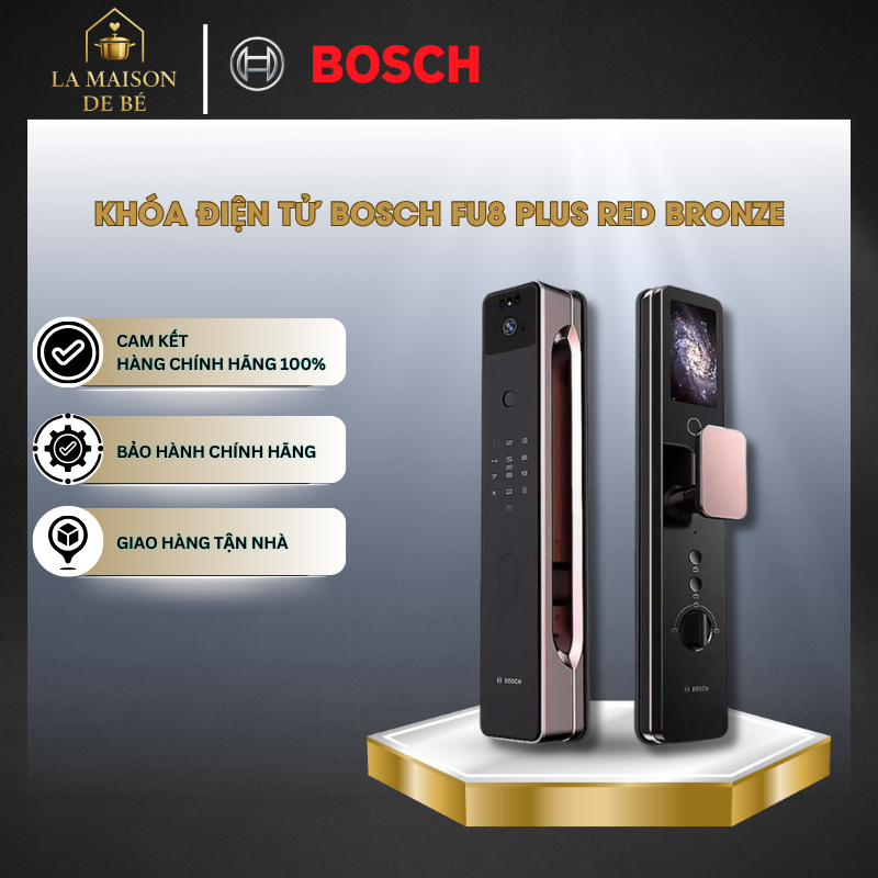 Khóa Điện Tử Bosch FU8 Plus Red Bronze – 7 Phương Thức Mở Khóa – Bảo Mật Tối Ưu – LMS