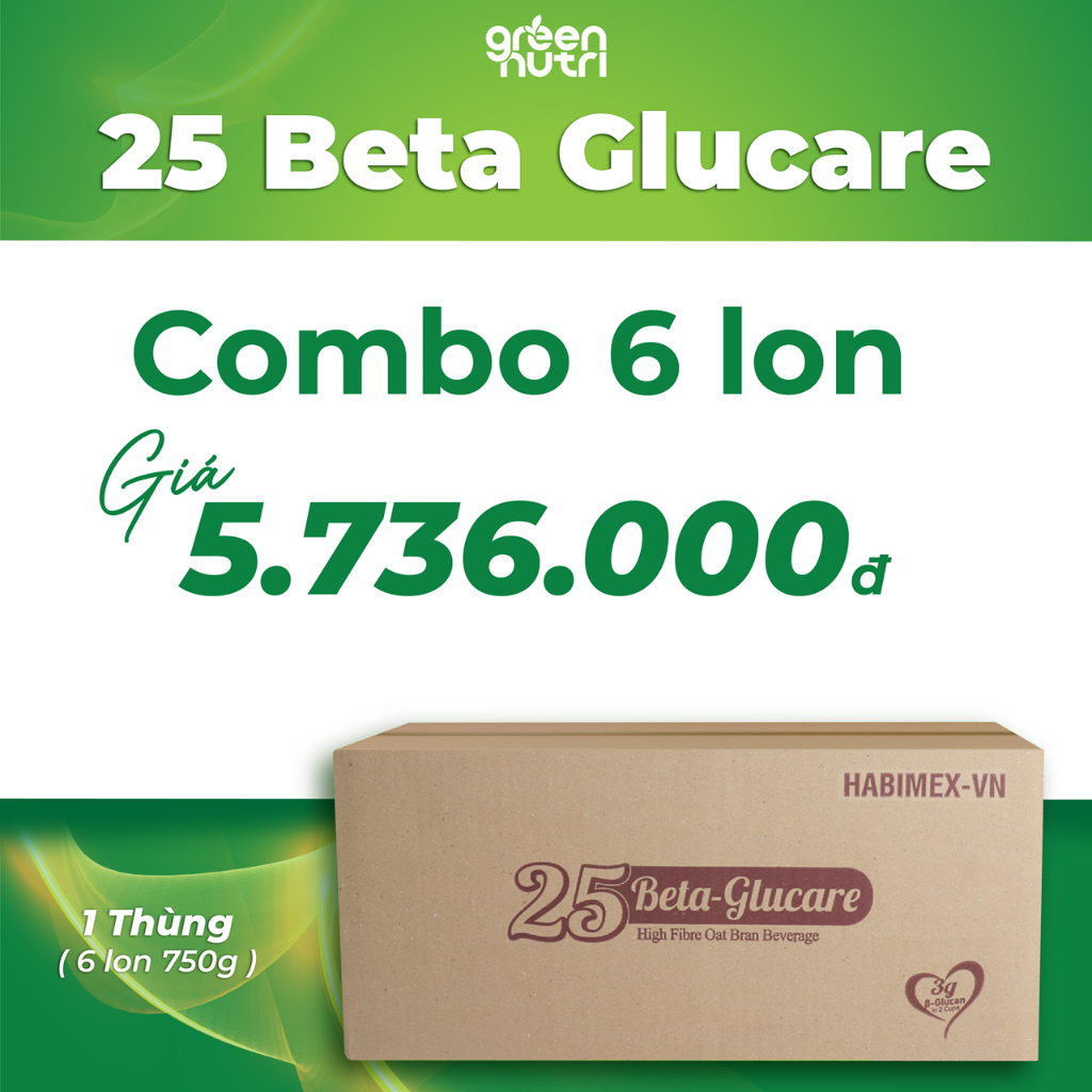 [GIÁ ƯU ĐÃI] Thùng 6 Lon 25 Beta Glucare Sữa Hạt Ngũ Cốc Green Nutri (Lon 750gr)