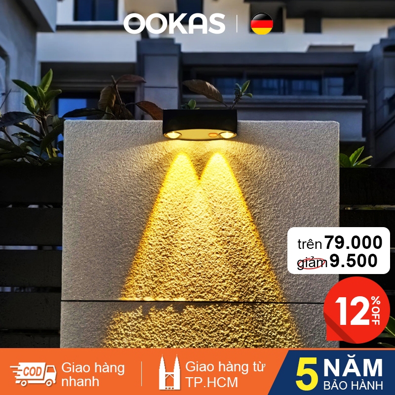 OOKAS Đèn năng lượng mặt trời LED Chống nước Cảm biến tự động trang trí sân vườn