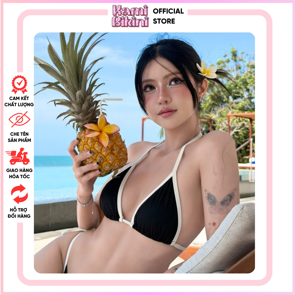 Bikini đi biển 2 mảnh đen viền trắng tôn dáng, Bikini đi biển Ciin mặc hottrend - H31 | BigBuy360 - bigbuy360.vn