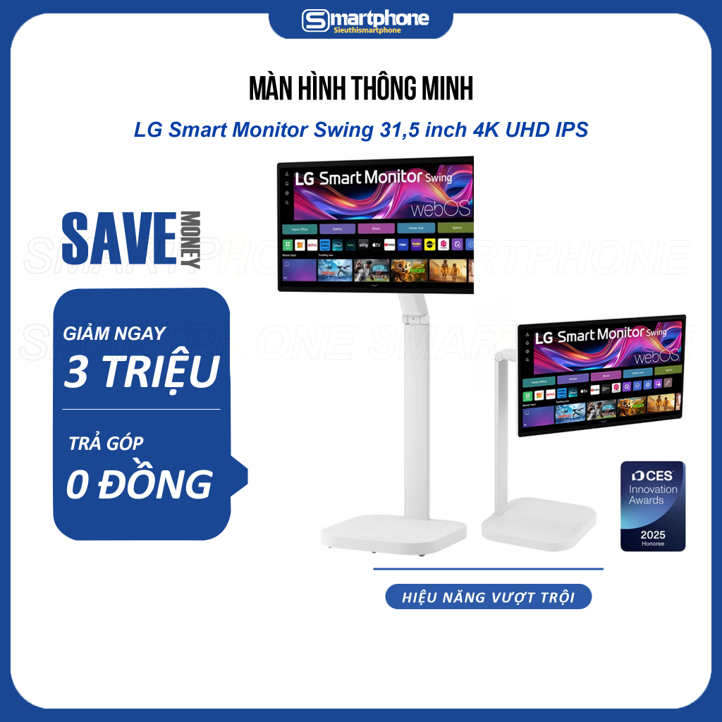 Màn Hình Thông Minh LG 32U889SA-W Smart Monitor Swing 31,5 Inch 4K UHD IPS Màn Hình Cảm Ứng - Bảo Hà