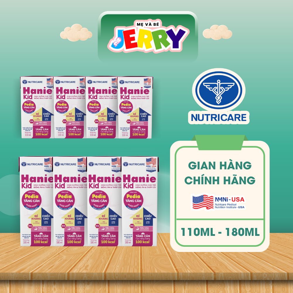[Thùng 48 Hộp] Sữa Bột Pha Sẵn Nutricare Hanie Kid 110ml - 180ml