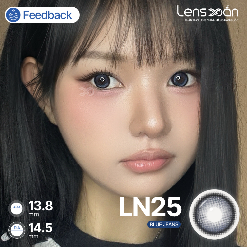 Kính áp tròng cận 6 tháng LENS XOẮN lens giãn tròng đen xanh đậm choco trong Carbon Black/Blue Jean/Deep Choco ISHA LN25 | BigBuy360 - bigbuy360.vn