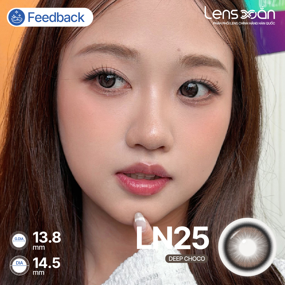 Kính áp tròng cận 6 tháng LENS XOẮN lens giãn tròng đen xanh đậm choco trong Carbon Black/Blue Jean/Deep Choco ISHA LN25 | BigBuy360 - bigbuy360.vn