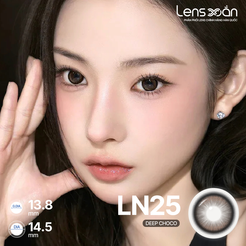 Kính áp tròng cận 6 tháng LENS XOẮN lens giãn tròng đen xanh đậm choco trong Carbon Black/Blue Jean/Deep Choco ISHA LN25 | BigBuy360 - bigbuy360.vn