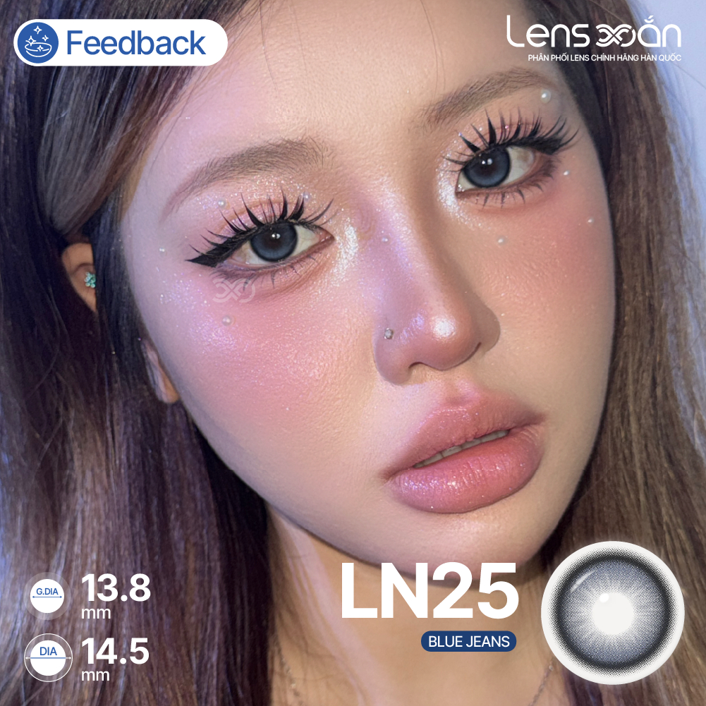 Kính áp tròng cận 6 tháng LENS XOẮN lens giãn tròng đen xanh đậm choco trong Carbon Black/Blue Jean/Deep Choco ISHA LN25 | BigBuy360 - bigbuy360.vn