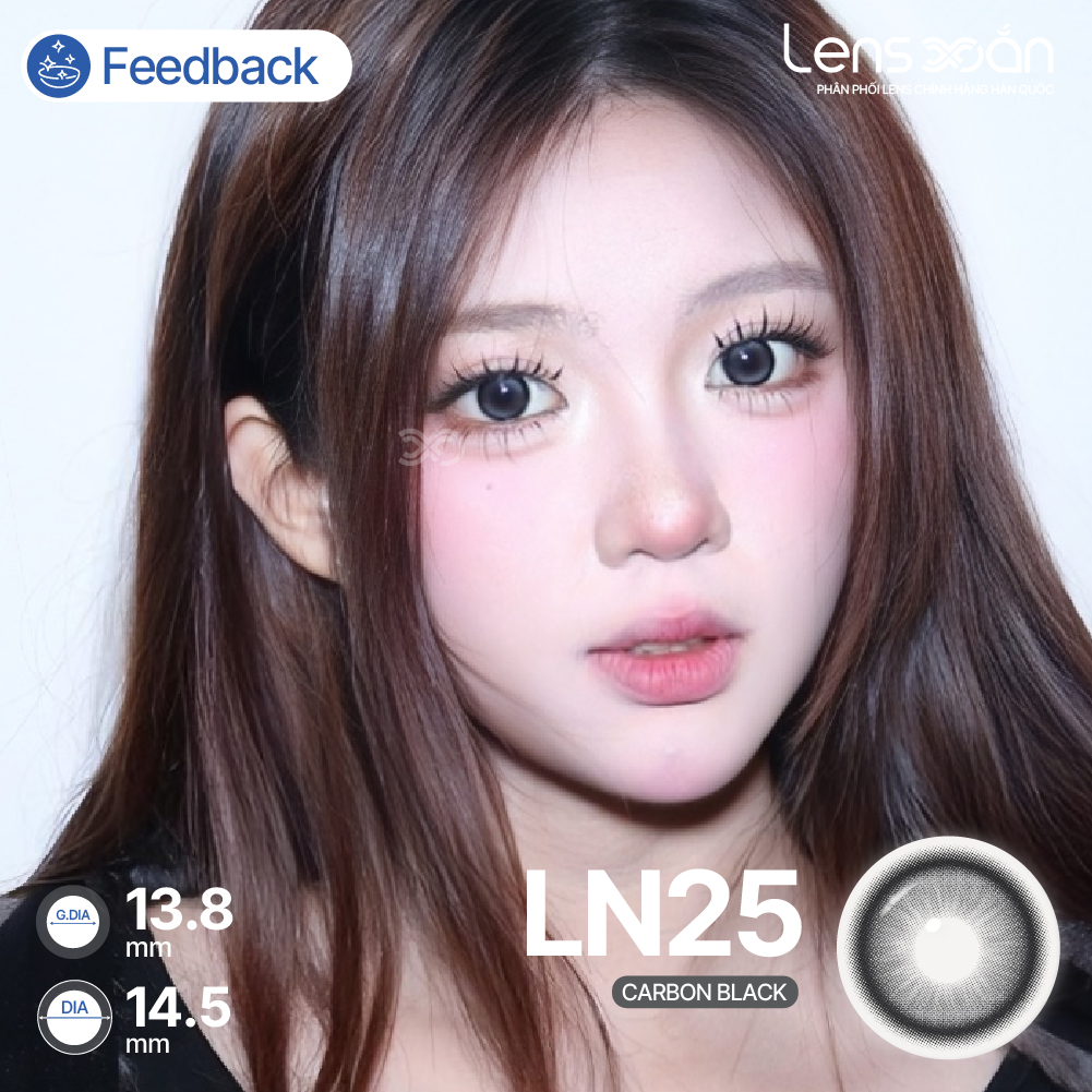 Kính áp tròng cận 6 tháng LENS XOẮN lens giãn tròng đen xanh đậm choco trong Carbon Black/Blue Jean/Deep Choco ISHA LN25 | BigBuy360 - bigbuy360.vn
