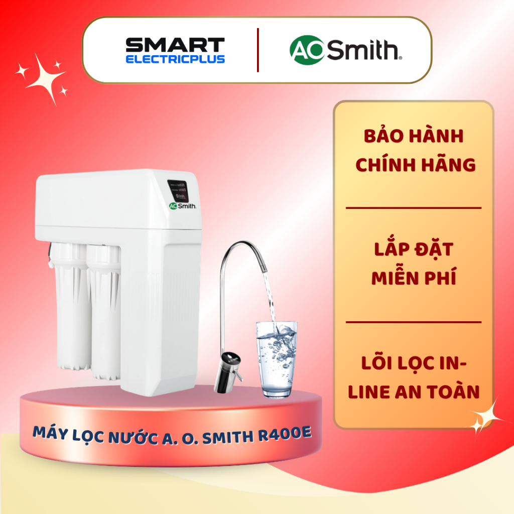 Máy Lọc Nước RO A.O. Smith (aosmith) R400E – 7 Cấp Lọc, Công Nghệ RO Side Stream, Không Bình Chứa