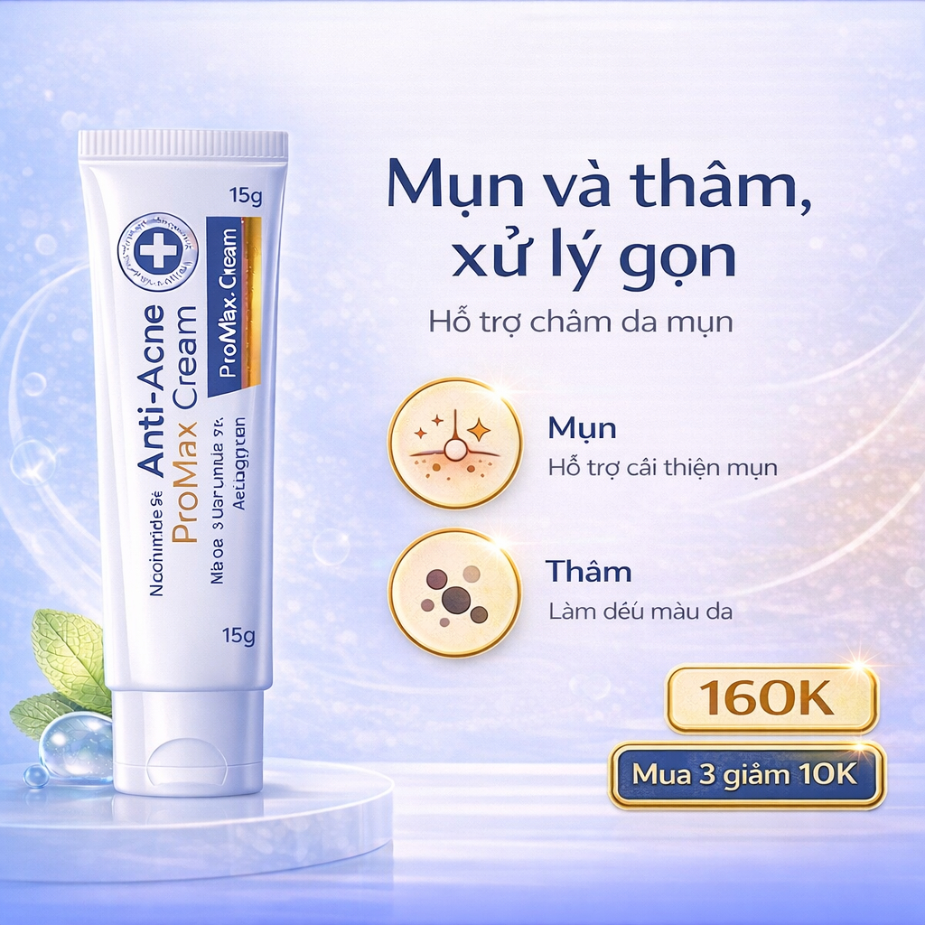 Kem Ngừa Mụn Decumar Anti-Acne ProMax Cream 15g Hỗ Trợ Mờ Thâm