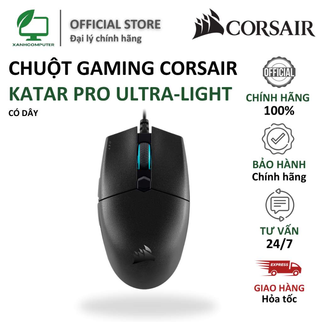 Chuột Gaming Corsair Katar Pro Ultra-Light Gaming Mouse CH-930C011-AP CH-931C011-AP Hàng chính hãng