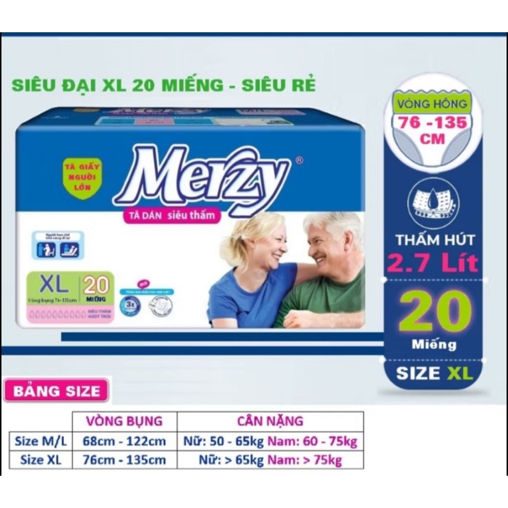 Tả dán  MERZY 20 miếng / SIZE XL