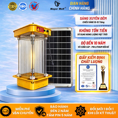 Đèn Bắt Muỗi Diệt Côn Trùng Năng Lượng Mặt Trời LED Tím Xanh MayorWolf