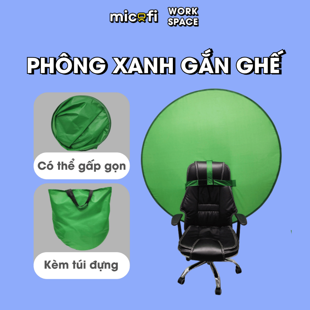 Phông Xanh Gắn Ghế Micofi, Background Chụp Ảnh, Phông Nền Trơn Livestream, Quay Video, Chụp Ảnh Stud
