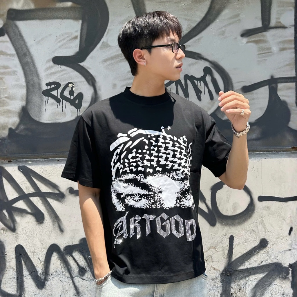Áo Thun Boxy Đính Đá Habibi Inspired Chất Liệu Cotton Unisex Nam Nữ ARTGOD X SIXHUMAN HMT034