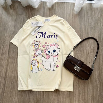 Áo thun phom vừa cổ tròn tay ngắn in hình mèo Marie thời trang Callene (L2962)