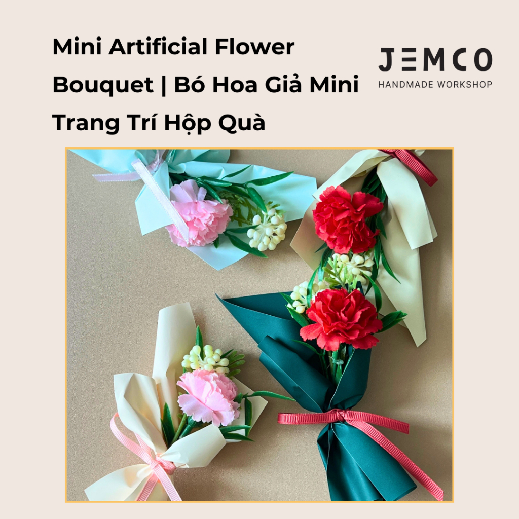 Mini Artificial Flower Bouquet | Bó Hoa Giả Mini Handmade Trang Trí Hộp Quà, Birthday Gifts, Decor
