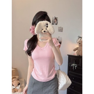Áo Croptop Cổ Chữ V Nhún Eo Nữ Form Ôm Body Basic Thời Trang CR03 CinZy SG