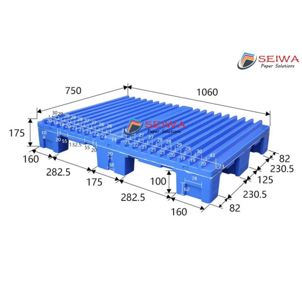 Pallet nhựa nonstop rãnh SEIWA 106x750x175 lõi thép