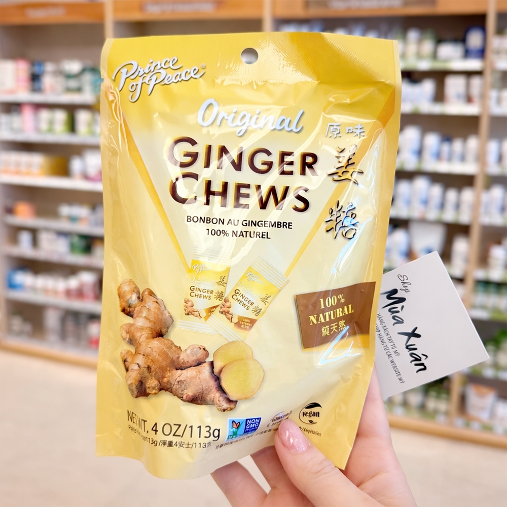 [HÀNG MỸ] Kẹo dẻo gừng Prince of Peace Original Ginger Chews, 113g