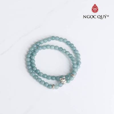 Vòng tay đá Cẩm thạch phối charm - Mẫu VC1155 - Lam ngọc - Ngọc Quý
