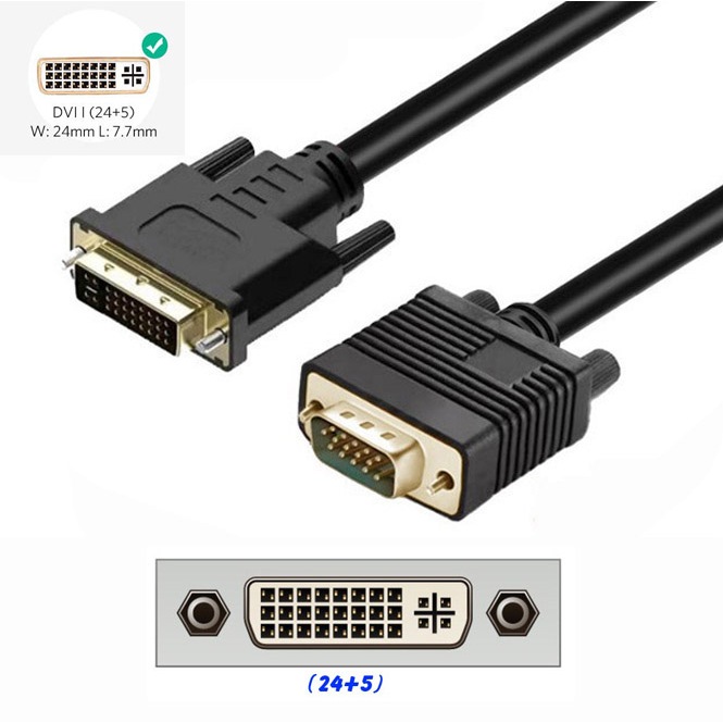 Cáp Máy Tính DVI 24+1 to VGA - Cáp Máy Tính DVI 24+5 to VGA