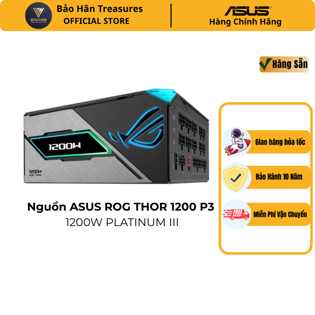 Nguồn Máy Tính ASUS ROG THOR 1200P3 Gaming 1200W Platinum III (PCIe Gen 5.0) - Hàng Chính Hãng